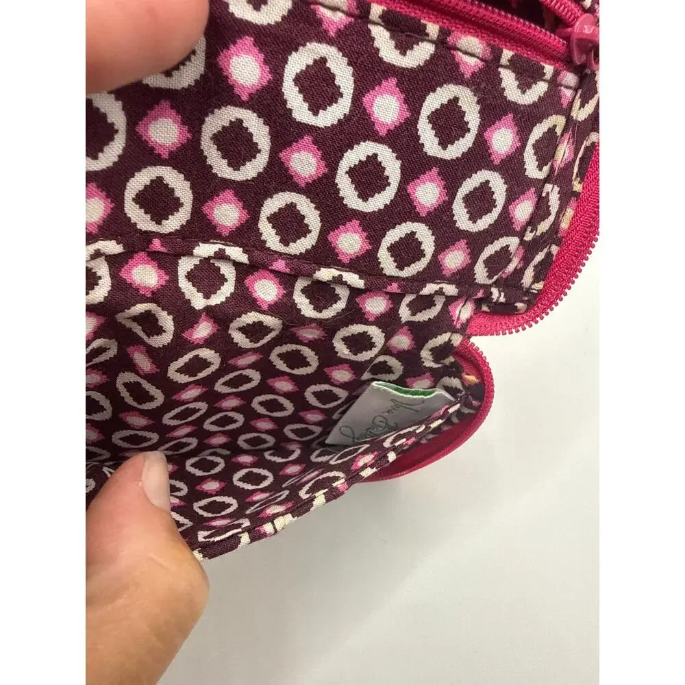 Vera Bradley Cupcakes Pink Zip Around Wristlet Wallet ID Window